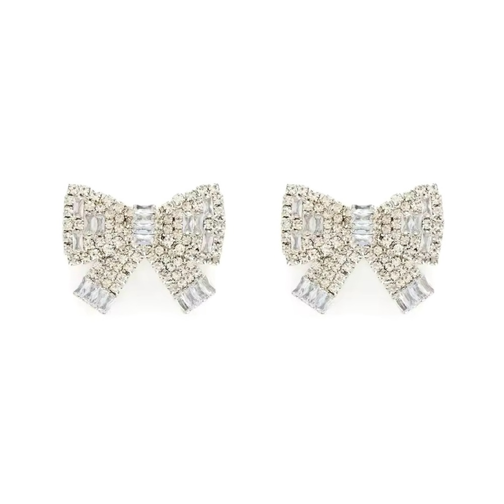 Bling Rhinestone Bow Girly Fashion Earrings - Picture 2 of 3